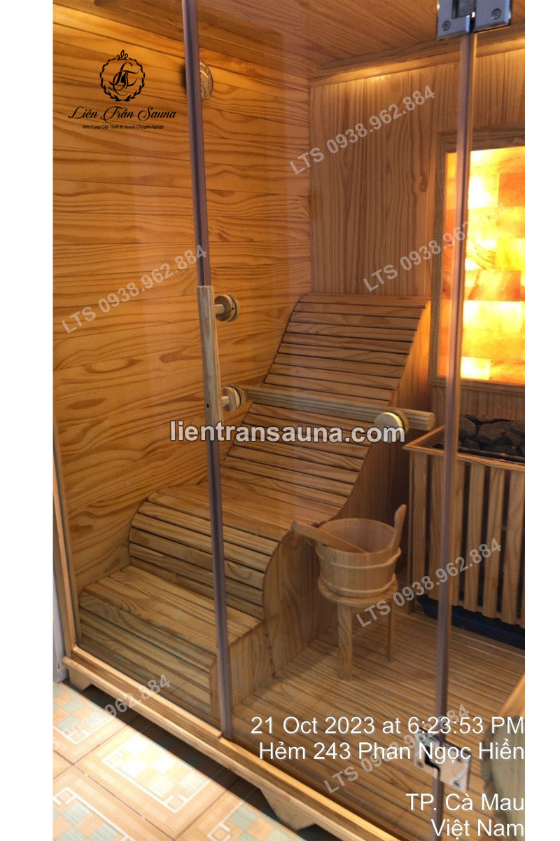 BÀN GIAO PHÒNG XÔNG HƠI KẾT HỢP BĂNG GHẾ NẰM VÀ GHẾ NGỒI (1.8m x 1.4m x 2m) CHO HẰNG SPA Ở TP. CÀ MAU