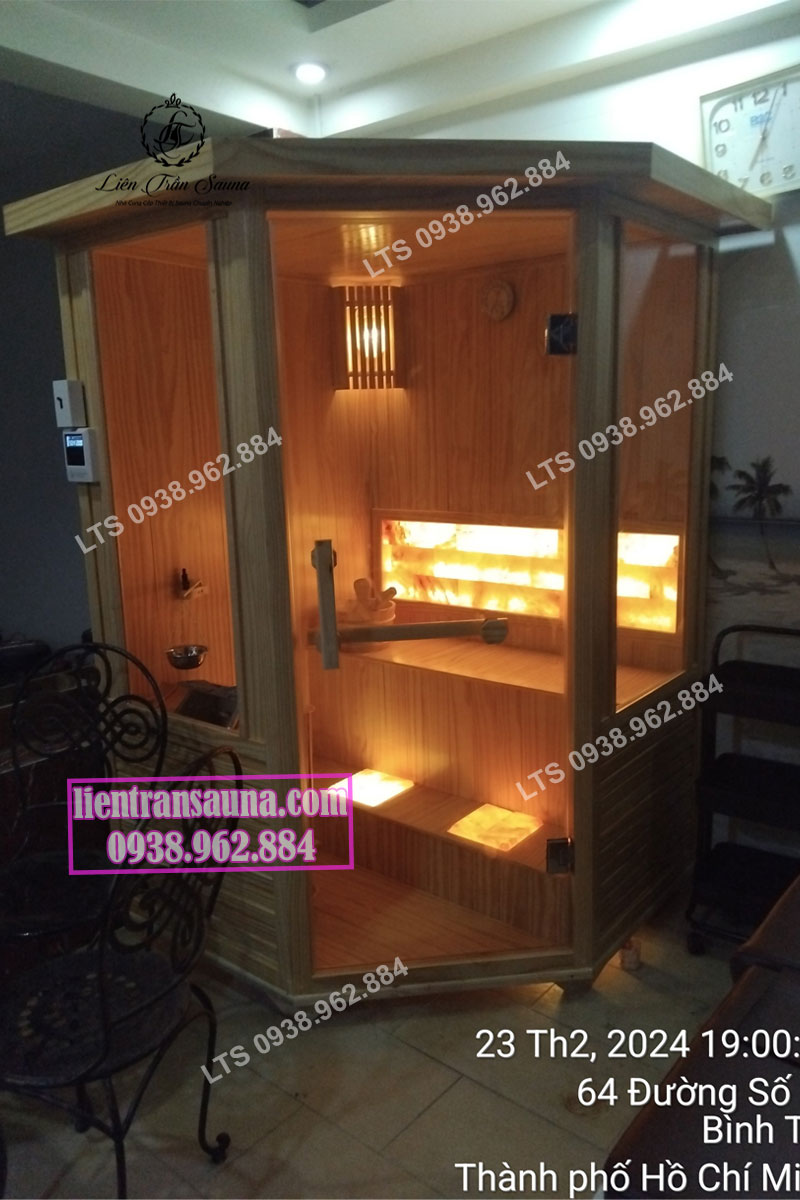 THIẾT KẾ VÀ THI CÔNG MẪU PHÒNG XÔNG HƠI ĐÁ MUỐI CHO CHỊ HÀ Ở QUẬN BÌNH TÂN, TP.HCM