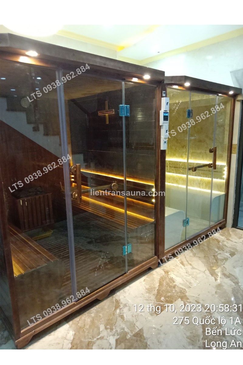 HOÀN THIỆN, BÀN GIAO BỘ ĐÔI PHÒNG XÔNG HƠI KHÔ VÀ ƯỚT (3.2m x 1.8m x 2m) CHO ANH ĐẠT Ở TỈNH LONG AN