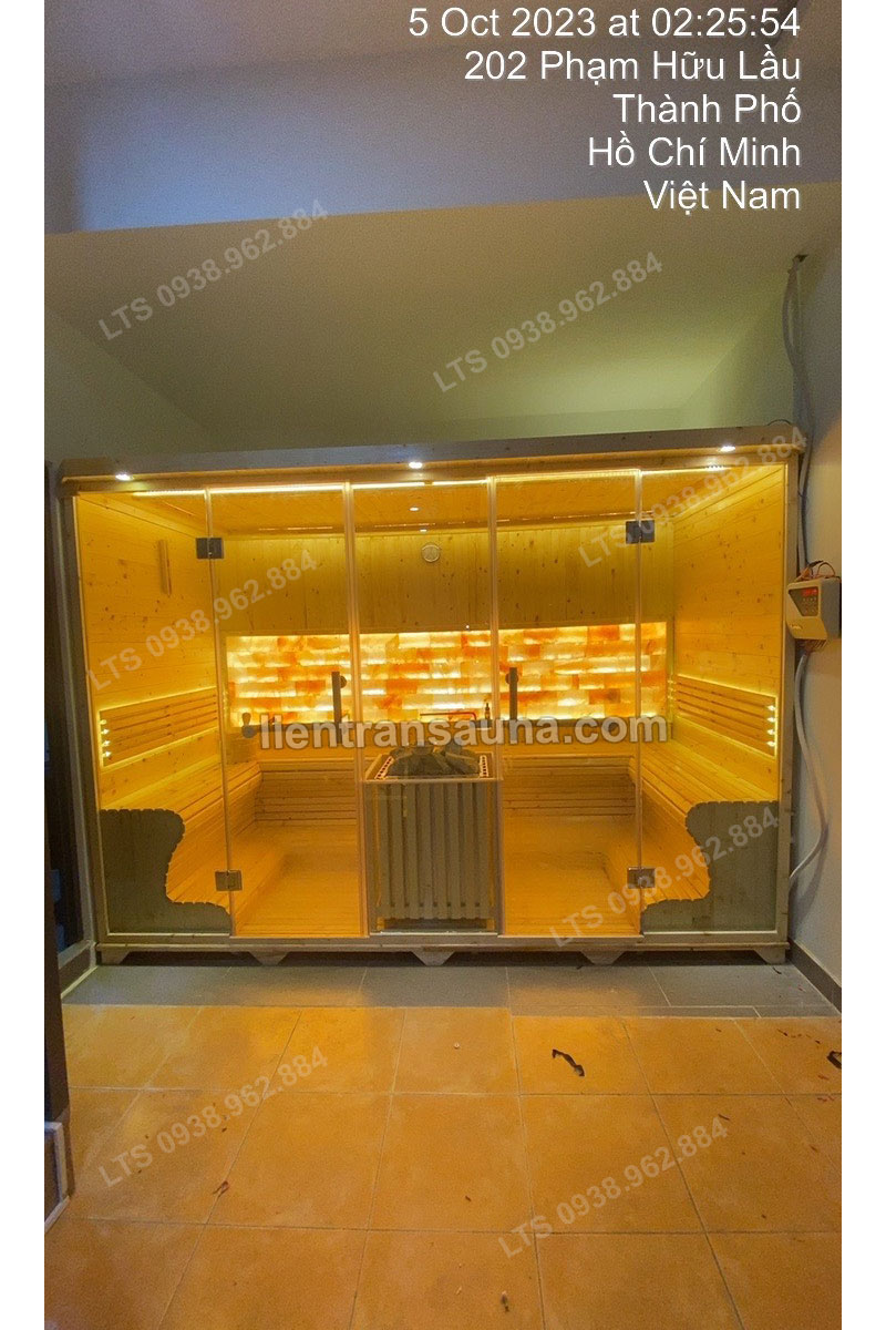 BÀN GIAO PHÒNG XÔNG HƠI (3m x 1.4m x 2m) SỬ DỤNG 8-10 NGƯỜI XÔNG CHO CHỊ VY Ở HUYỆN NHÀ BÈ, TP.HCM