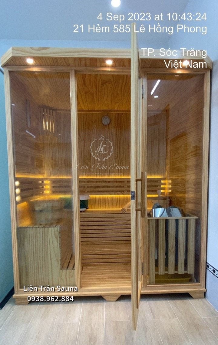 Bàn giao Phòng xông hơi gỗ thông Mỹ (1.8m x 1.4m x 2m) cho khách hàng ở Sóc Trăng